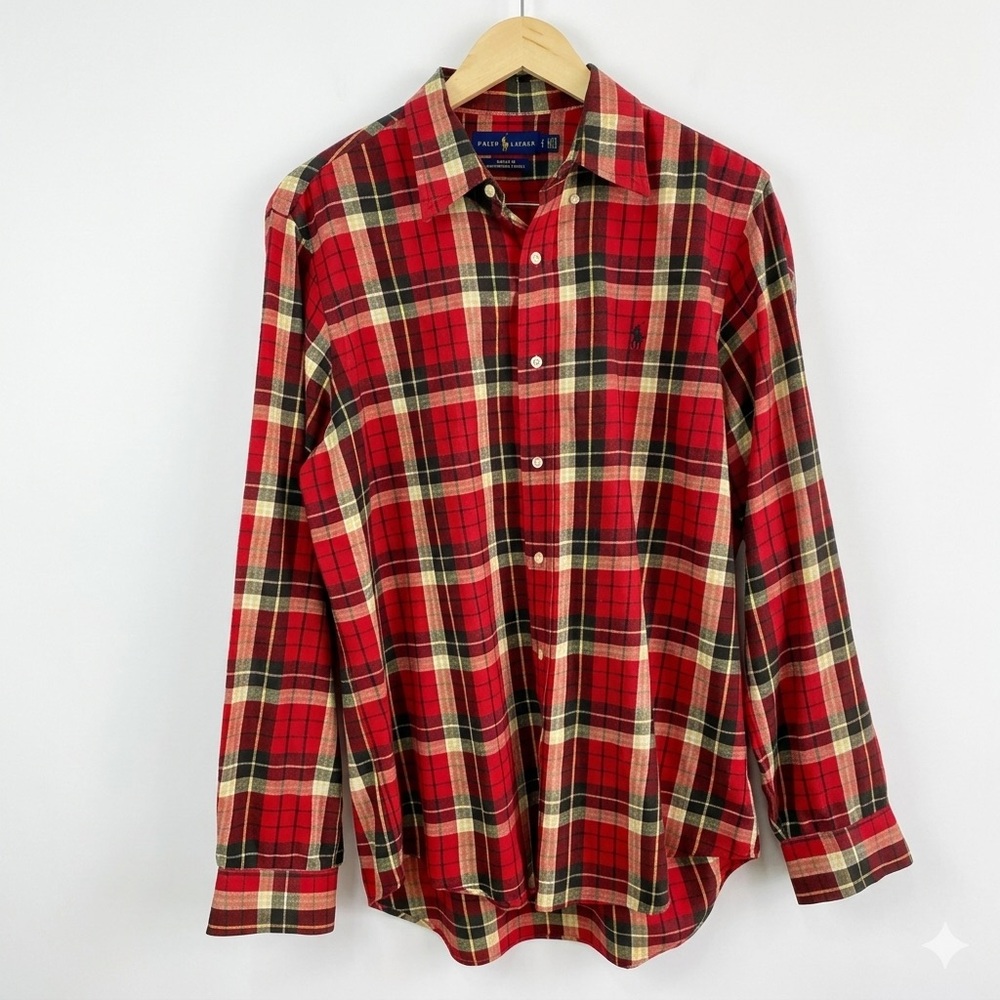 Ralph Lauren Performance Flannel Shirt Large Classic Fit Red‎ Plaid Tartan L